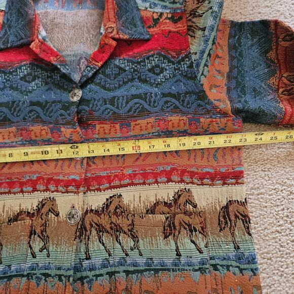 Vintage western Jane Ashley Horse jacket shacket tapestry button up XL - Picture 6 of 9
